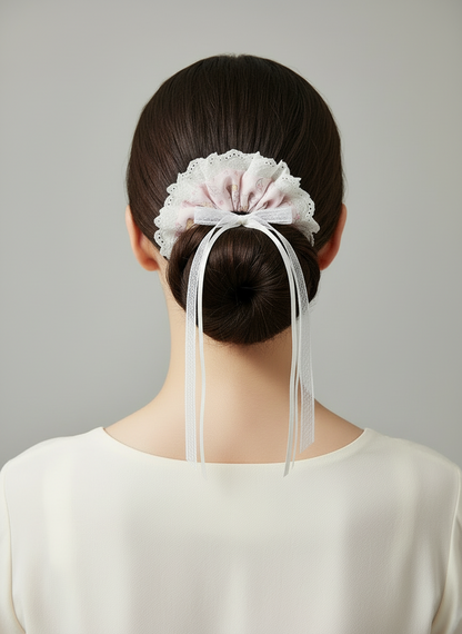 Laced Floral Scrunchies with Ribbon Bow
