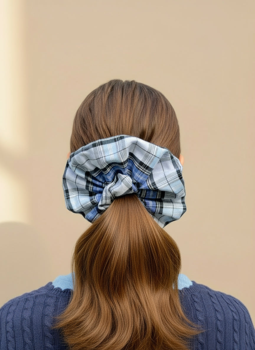 XL Blue Gingham Scrunchies