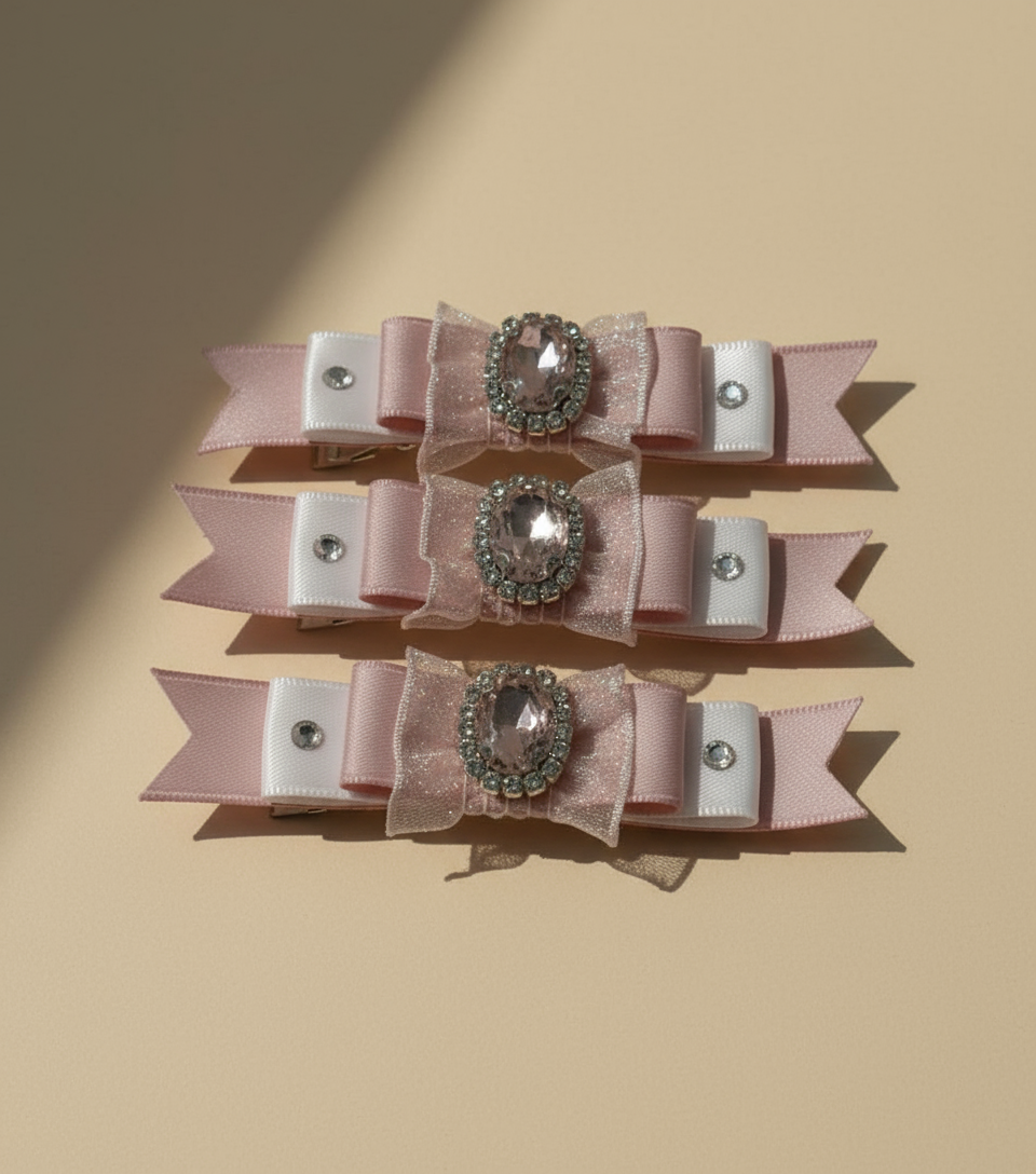 Rosé 2 Tone Bejewelled Bow Hair Clip