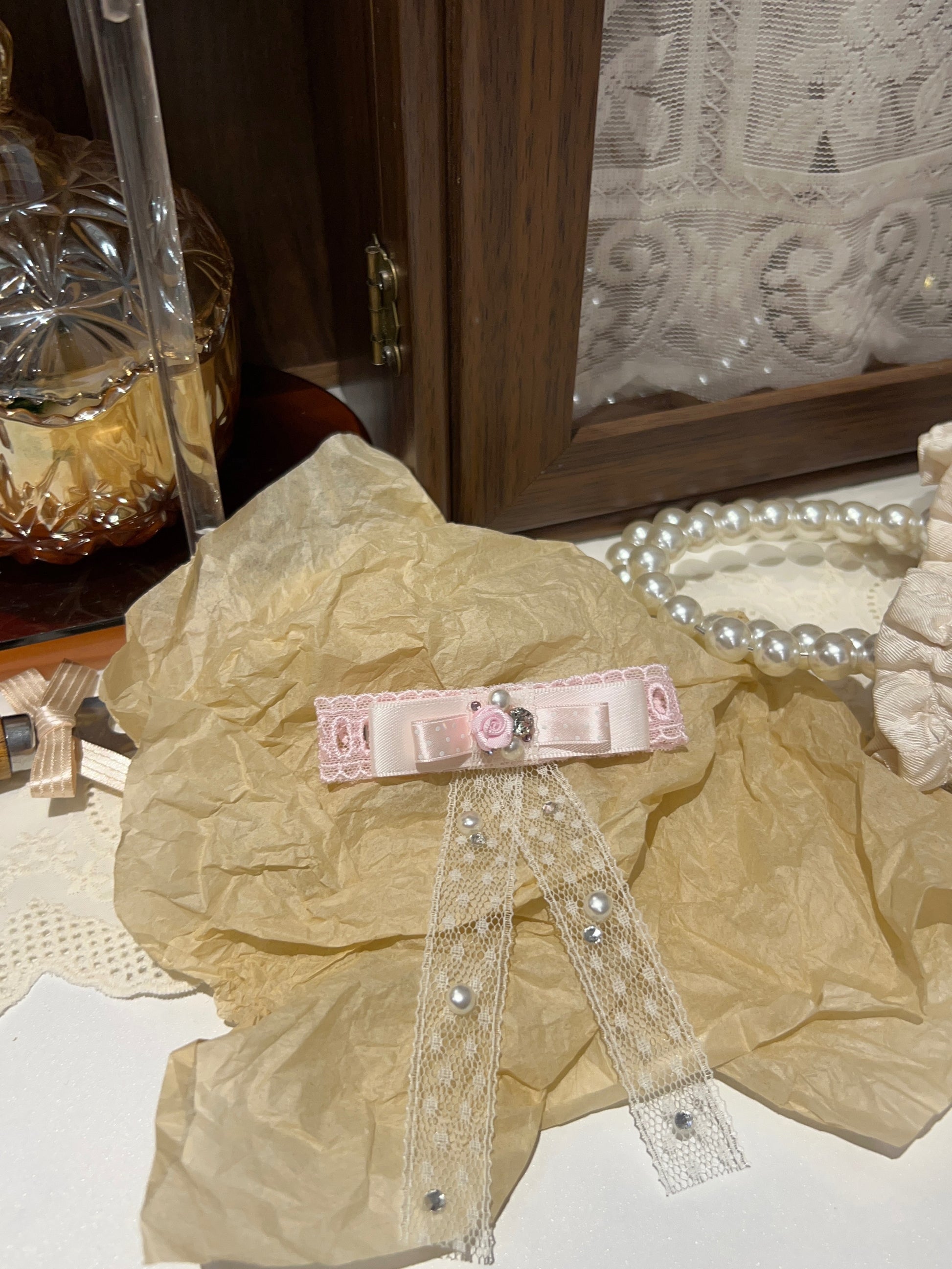 Hazel Fleur Bejewelled Lace Bow