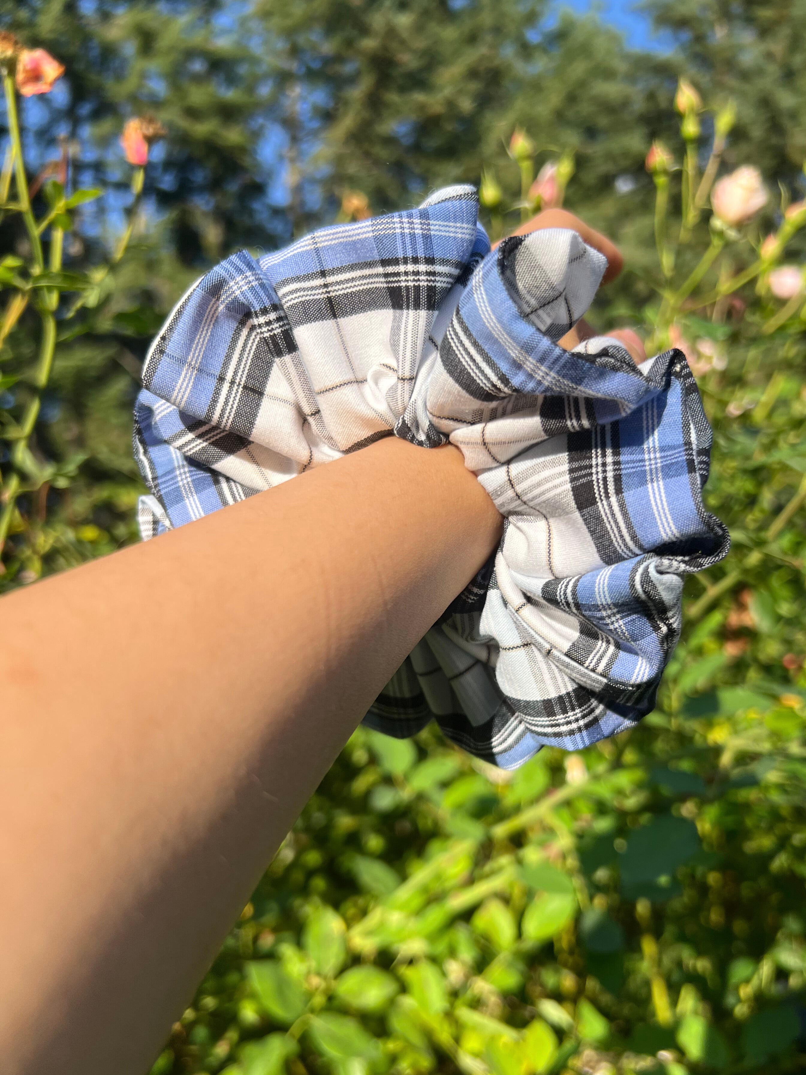 XL Blue Gingham Scrunchies