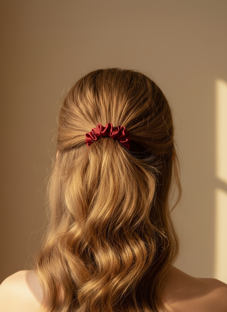 XS Dahlia mulberry Silk Scrunchies