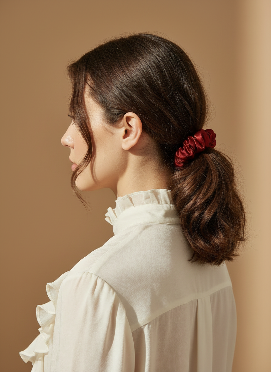 XS Dahlia mulberry Silk Scrunchies