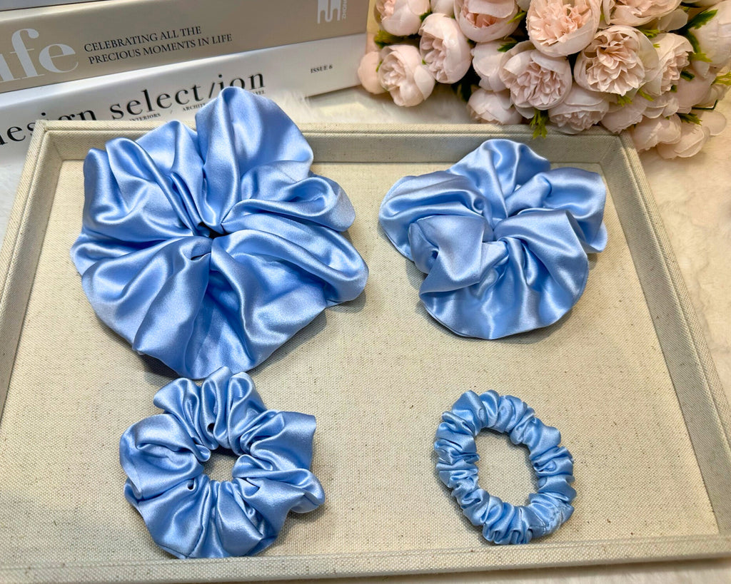 Dahlia Mulberry Silk Scrunchies Package