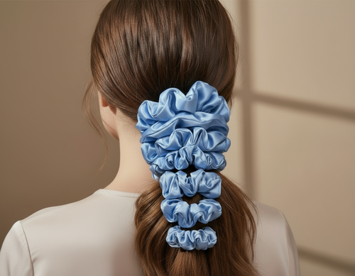 Dahlia Mulberry Silk Scrunchies Package