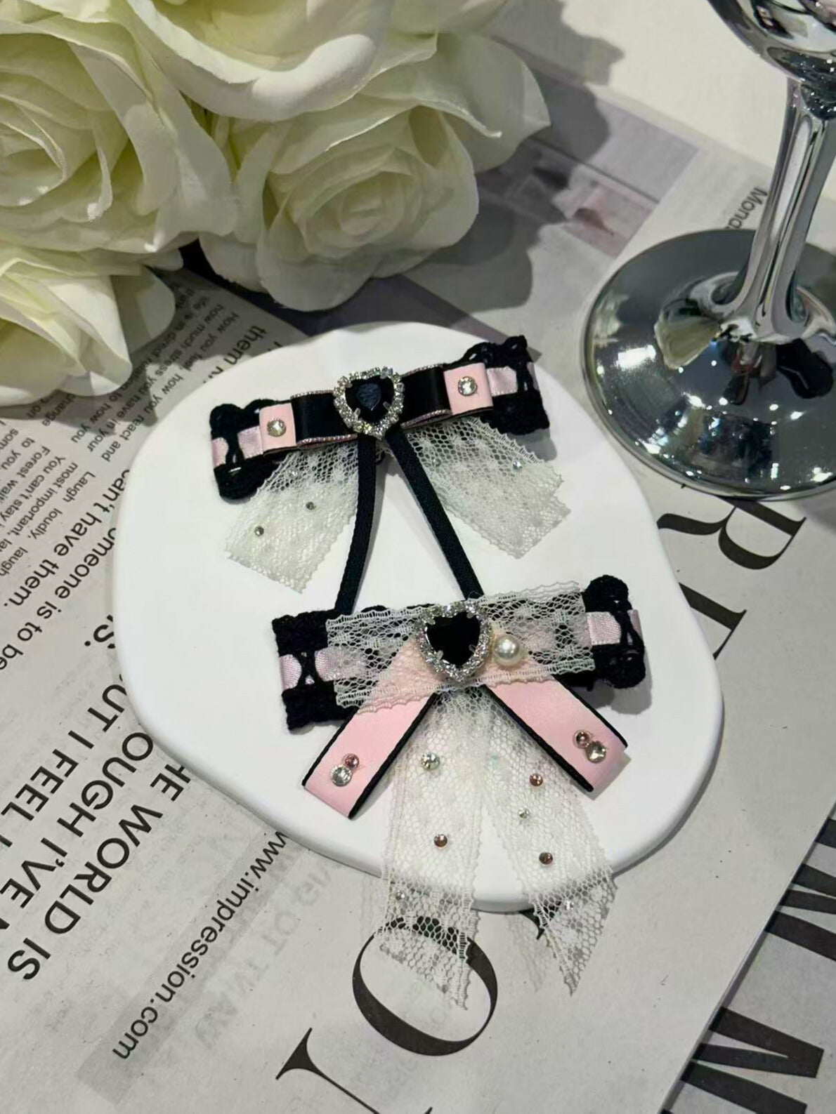 Selina Colorblock Bejewelled Sailor Bow