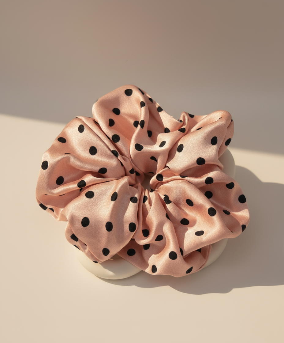 X-Large Dahlia Polka Dots Scrunchies