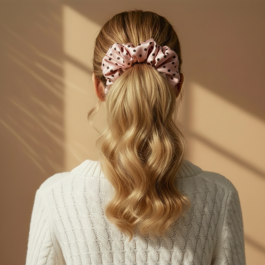 X-Large Dahlia Polka Dots Scrunchies