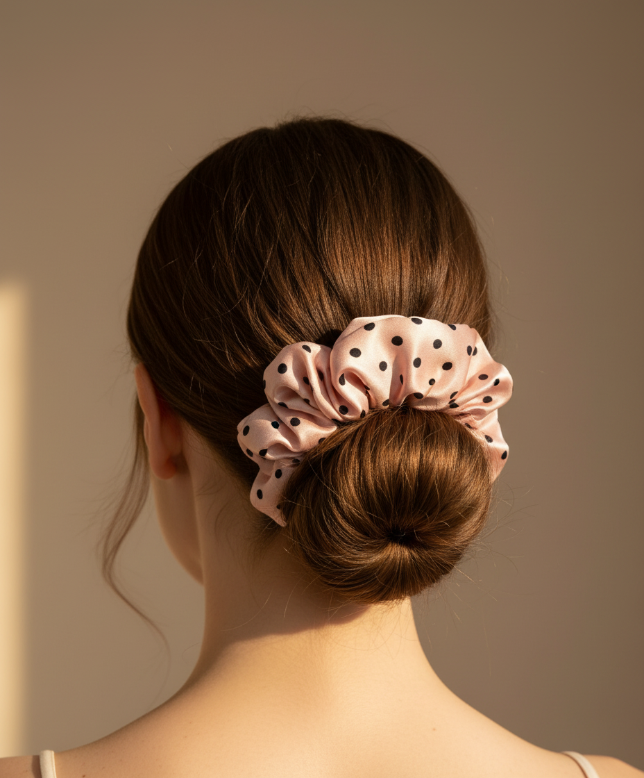 X-Large Dahlia Polka Dots Scrunchies