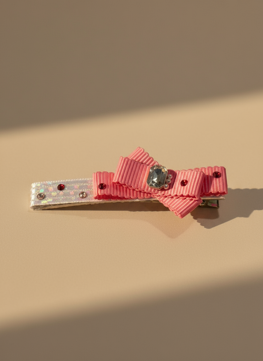 Flamingo Crisscross Bow Clip