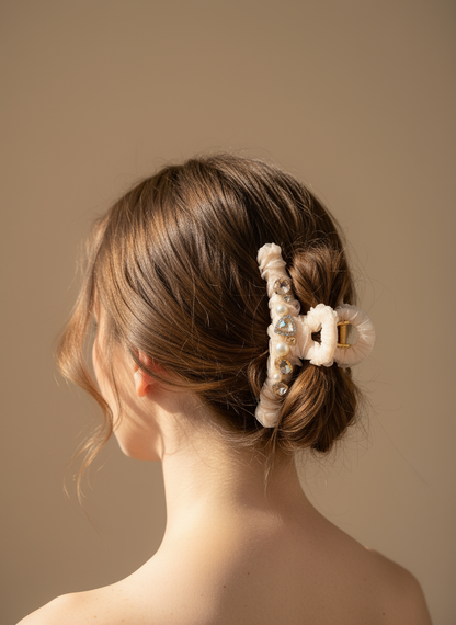 Pince à cheveux en organza ornée de bijoux