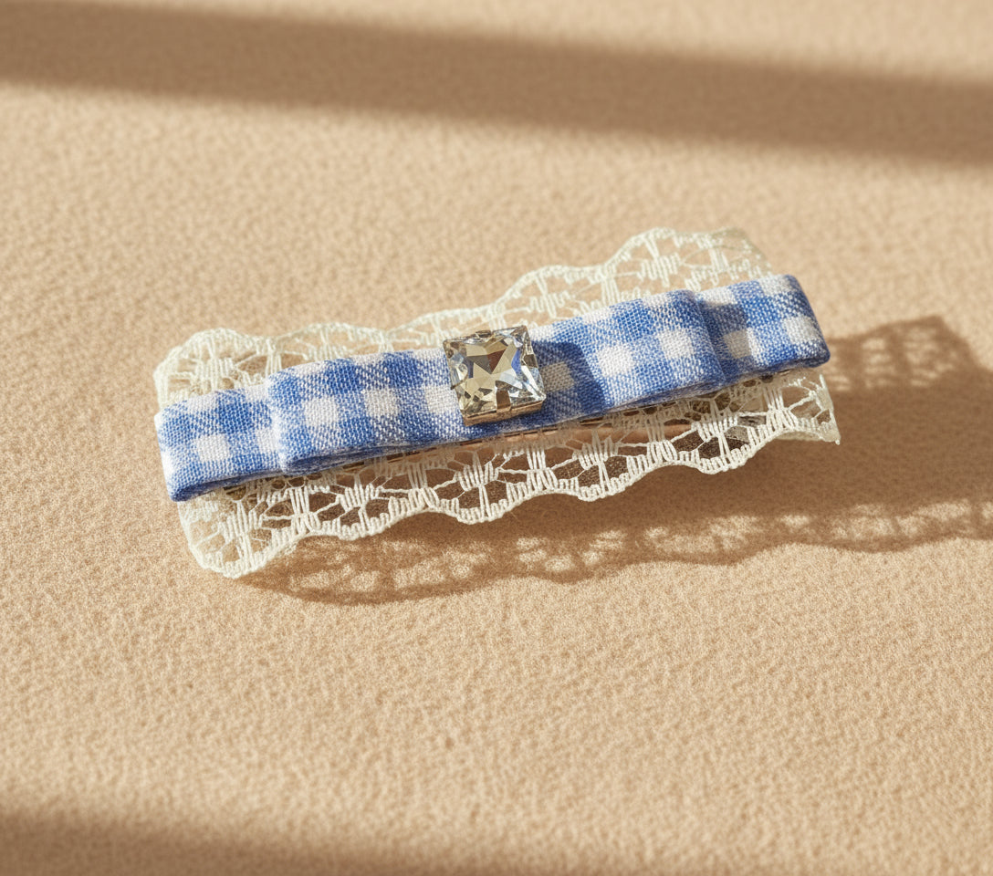 Alice Plaid Bejewelled Flat Bow