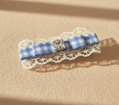 Alice Plaid Bejewelled Flat Bow