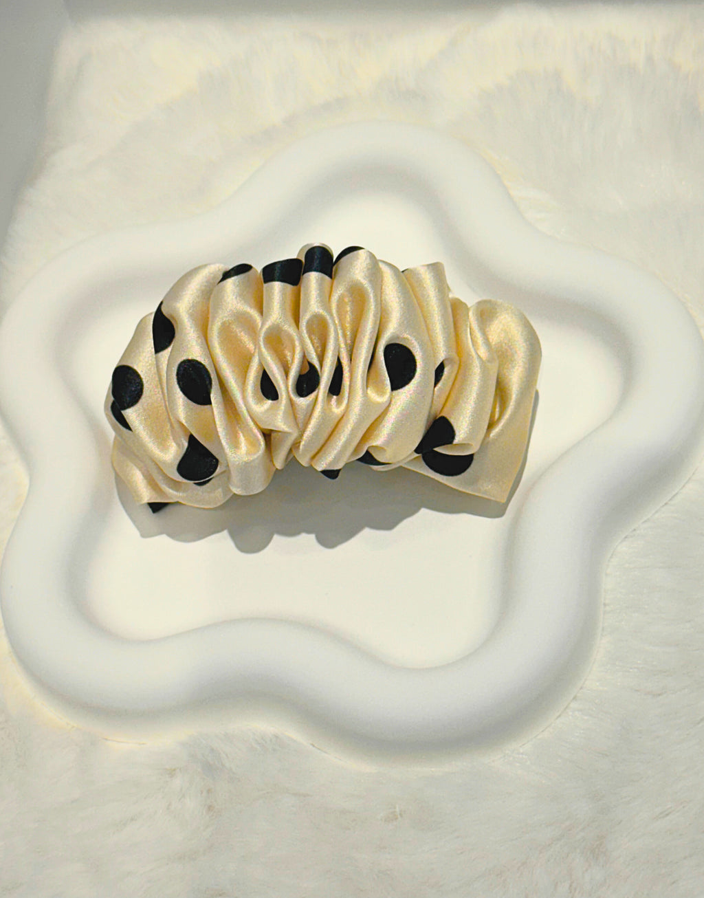 Polka Dot Silk Hair Clip