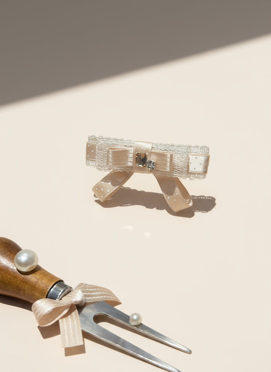 Audrey Color block Polkadots Lace Flat Bow