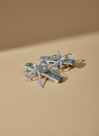 Tweed Bejweled Bow Hair Clip