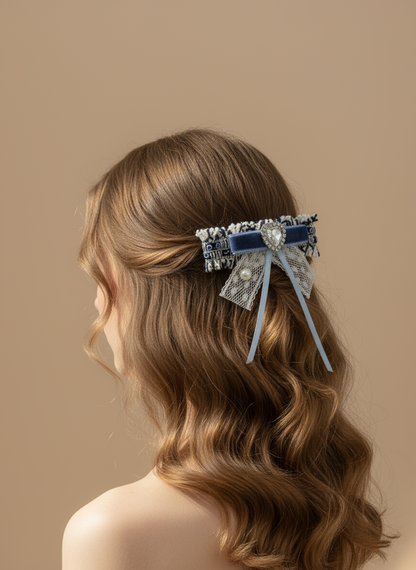 Nœud plat en tweed velours Cynthia