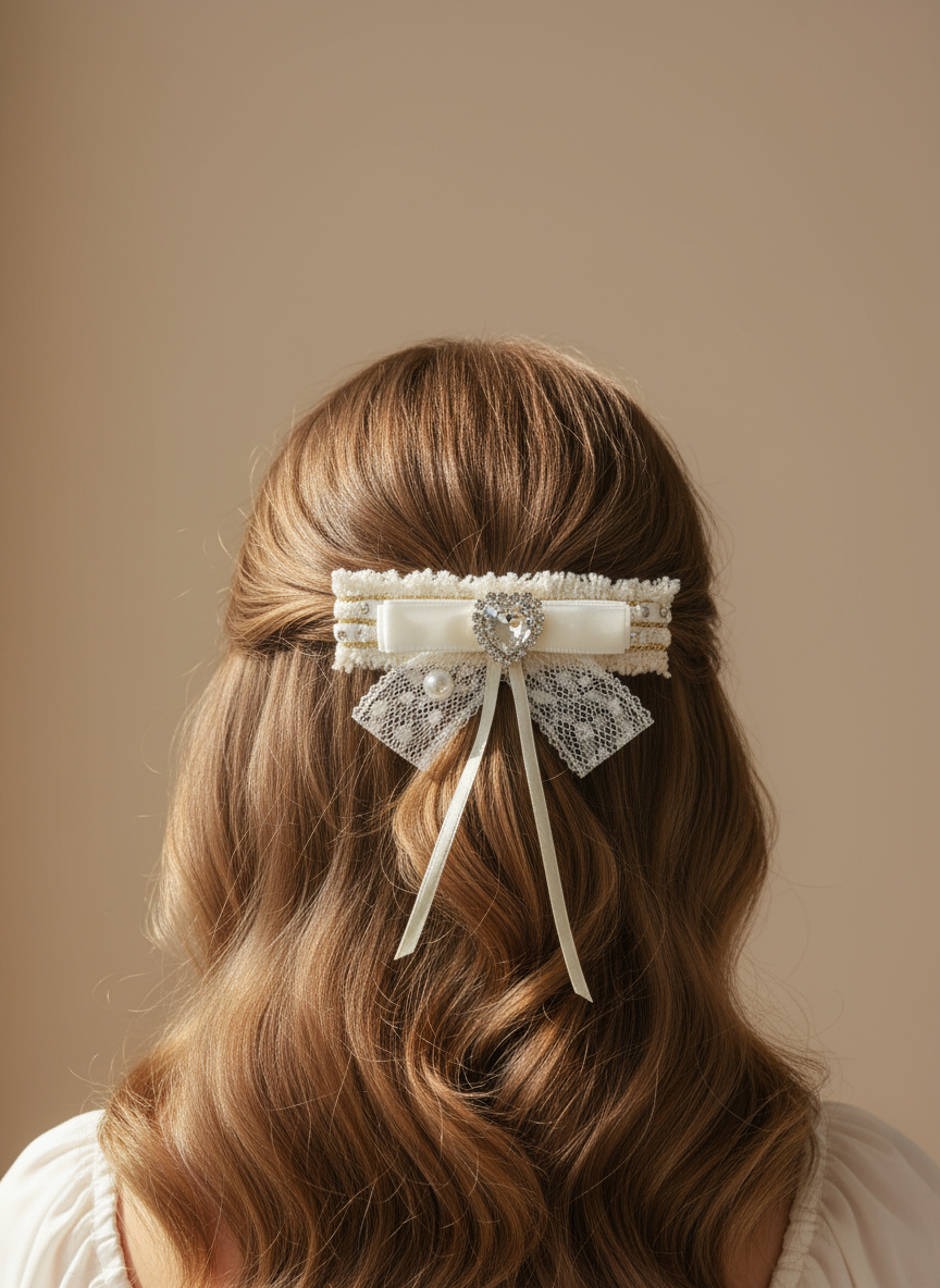 Nœud plat en tweed velours Cynthia